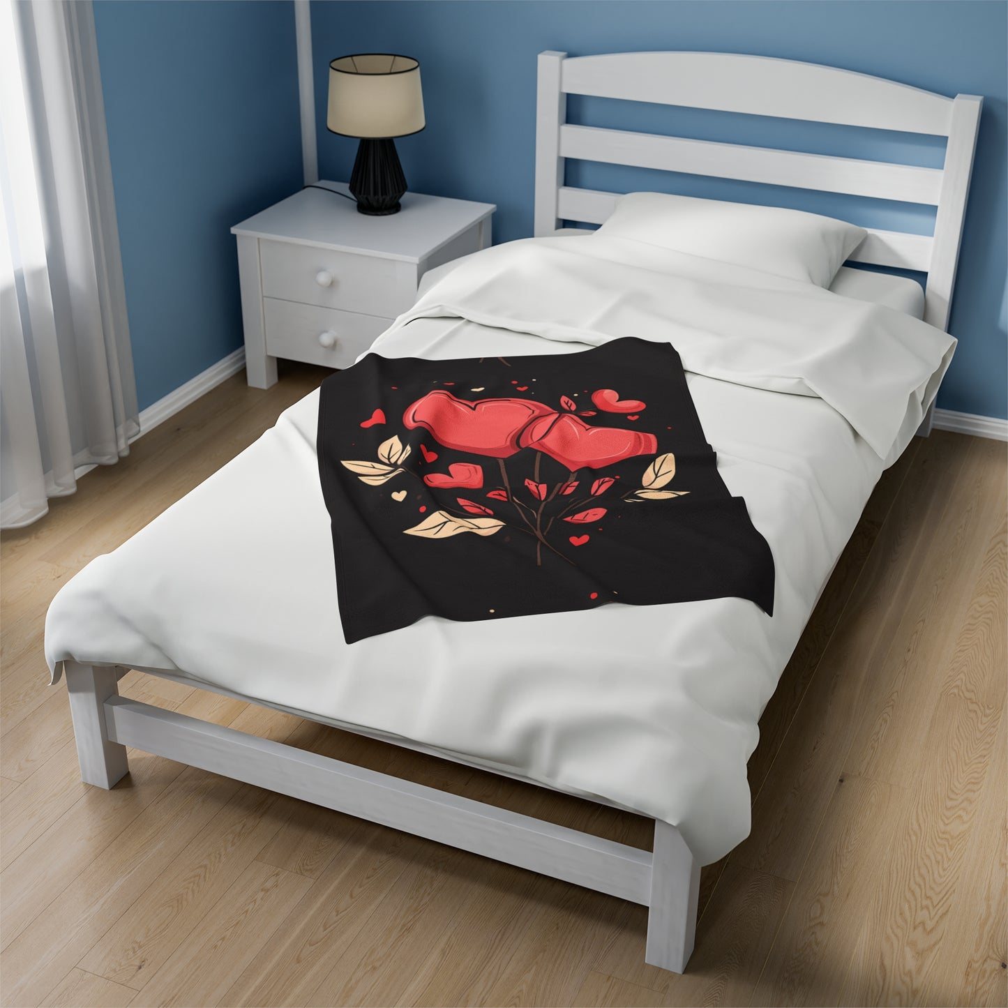 Heart Flowers - Velveteen Plush Blanket