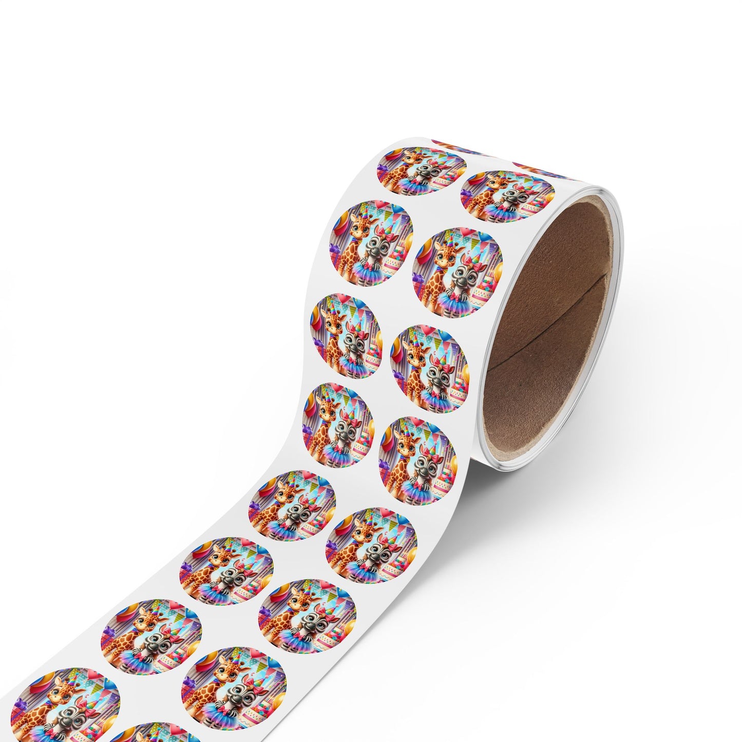 Whimsical Animal Party Stickers Rolls - Fun Labels for Kids' Celebrations