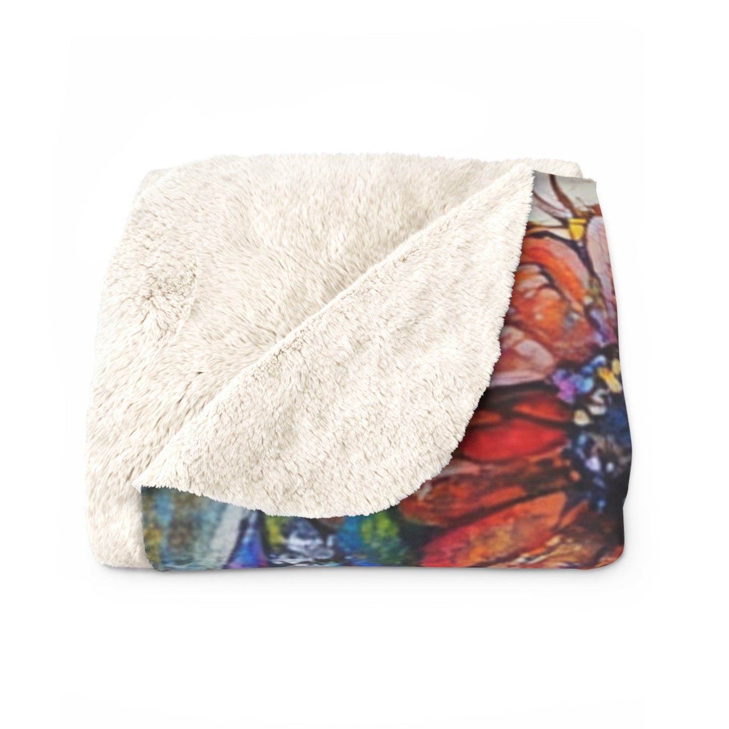 Boho Serenity Sherpa Fleece Blanket - Cozy Floral Art Throw