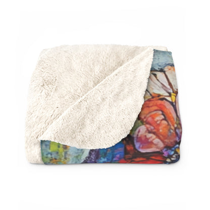 Boho Serenity Sherpa Fleece Blanket - Cozy Floral Art Throw
