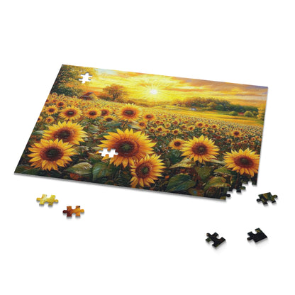 Sunflower Fields Puzzle - 120, 252, 500-Piece Scenic Jigsaw for Nature Lovers