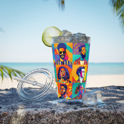 Vibrant Art Tumbler - Colorful 16oz Insulated Cup with Straw, Perfect for Gifts, Summer, Celebrations, and Everyday Use