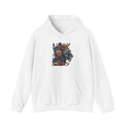 Lion with Floral Head Dress - Unisex Heavy Blend™ Hooded Sweatshirt