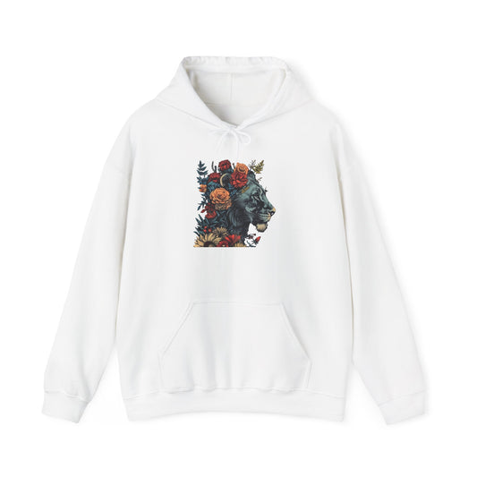 Lion with Floral Head Dress - Unisex Heavy Blend™ Hooded Sweatshirt