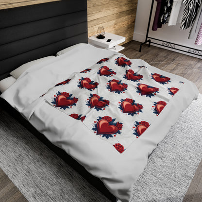 Hearts - Velveteen Plush Blanket