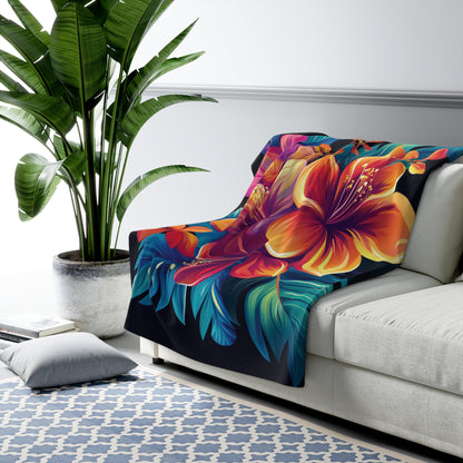 Elegant Floral - Sherpa Fleece Blanket - Click me to see Image