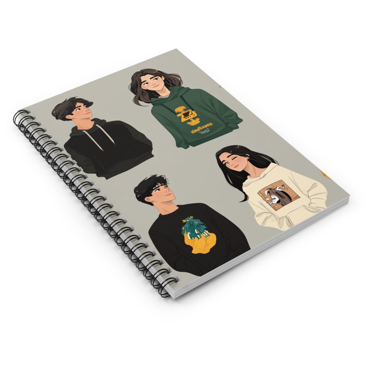 Trendy Spiral Notebook - Ruled Lines with Artistic Character Designs