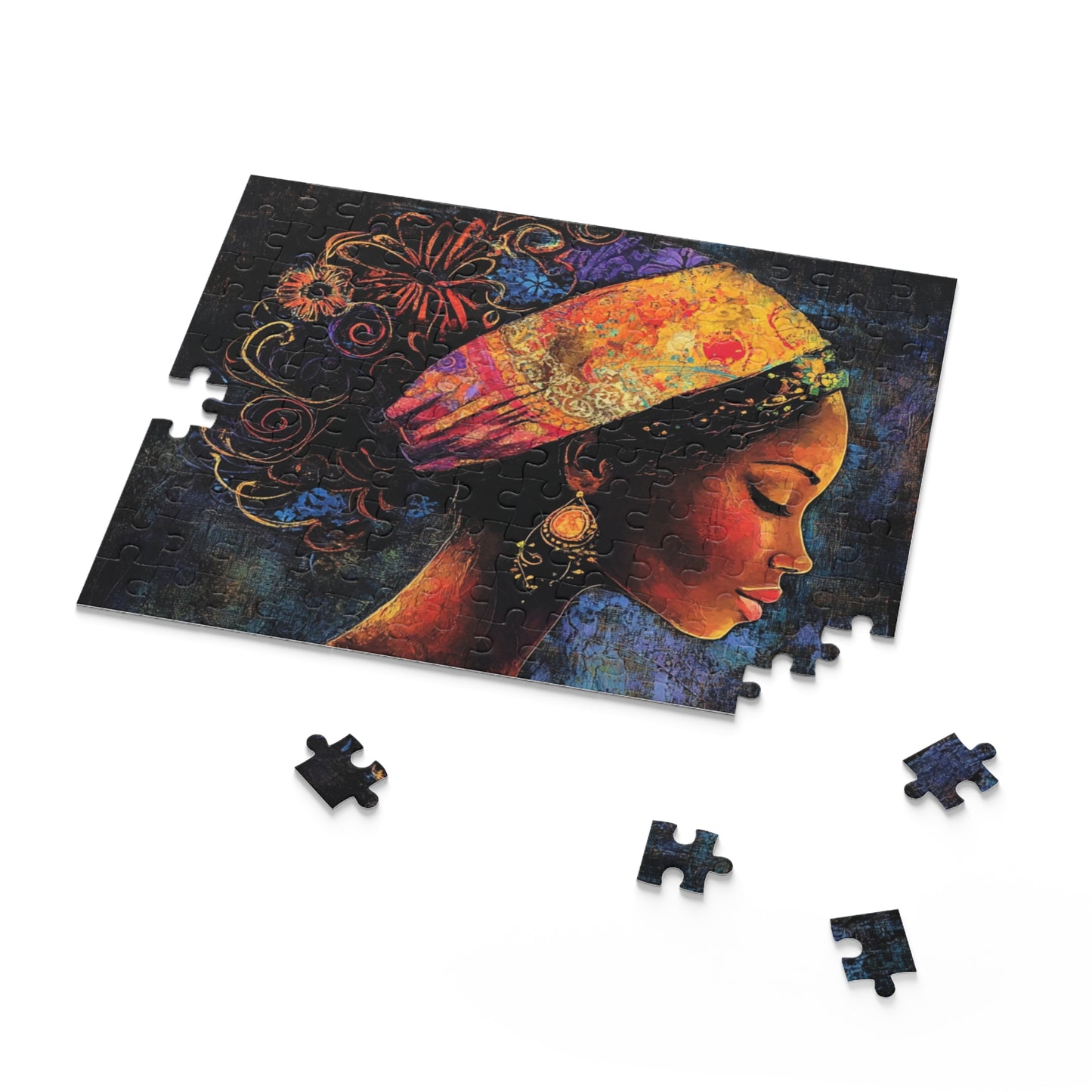 Artistic 500-Piece Puzzle - Beautiful Profile Design with Colorful Headwrap