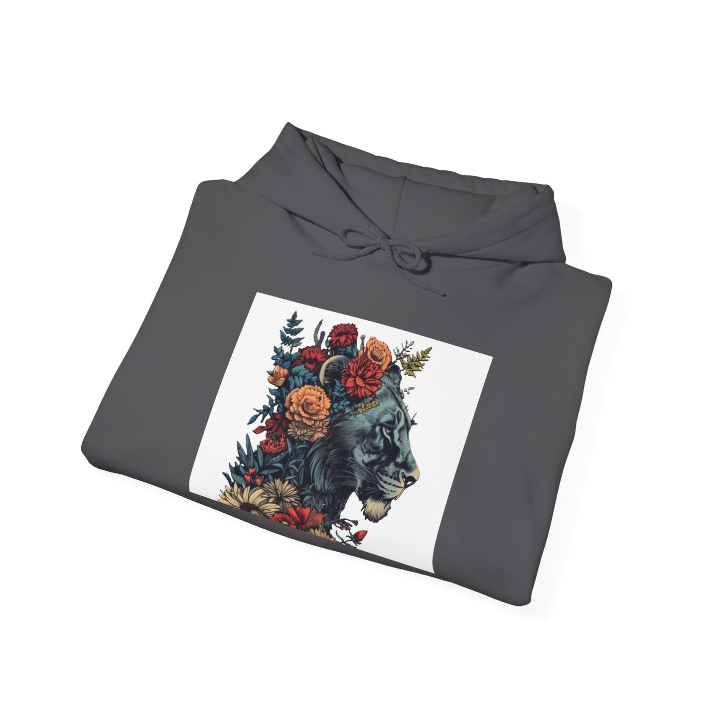 Lion with Floral Head Dress - Unisex Heavy Blend™ Hooded Sweatshirt