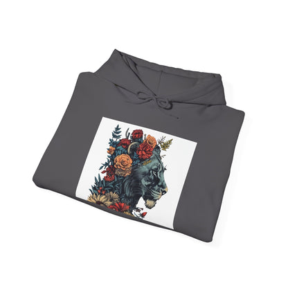 Lion with Floral Head Dress - Unisex Heavy Blend™ Hooded Sweatshirt