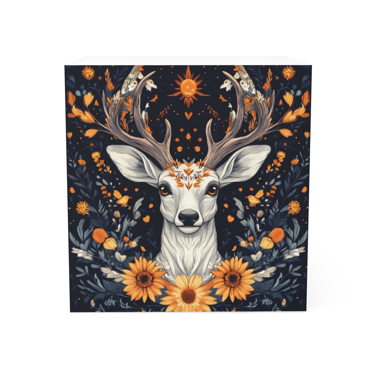 Floral Deer Note Cube - Nature-Inspired Stationery for Home & Office