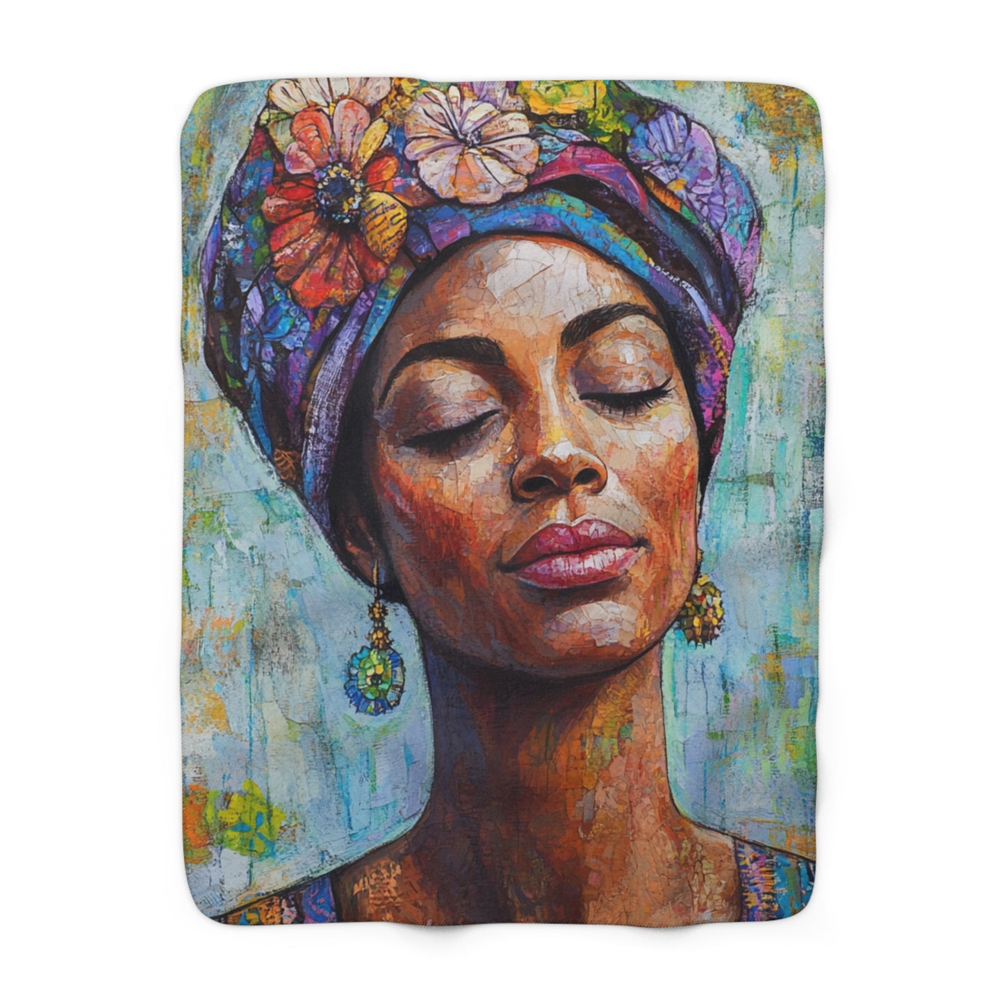 Boho Serenity Sherpa Fleece Blanket - Cozy Floral Art Throw