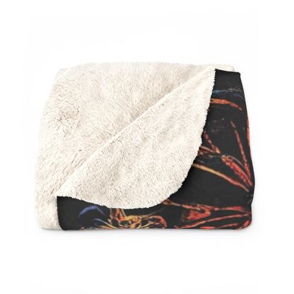Elegant Sherpa Fleece Blanket - Colorful Artistic Design for Cozy Comfort