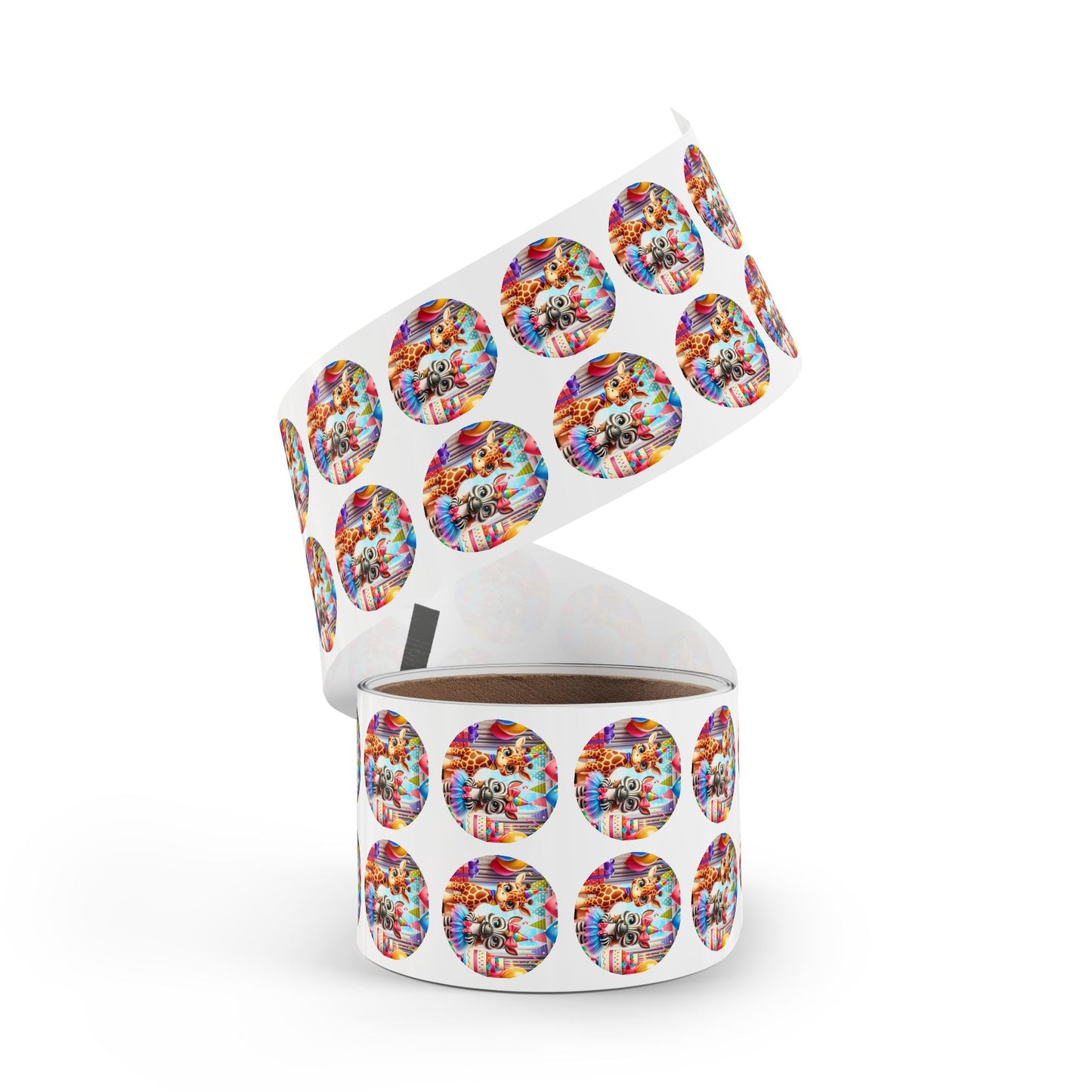 Whimsical Animal Party Stickers Rolls - Fun Labels for Kids' Celebrations