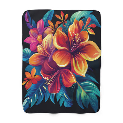 Elegant Floral - Sherpa Fleece Blanket - Click me to see Image