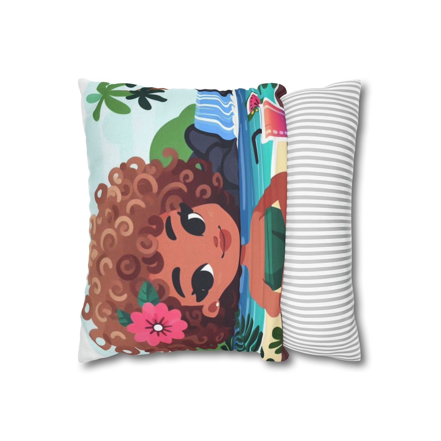 Tropical Vibe Pillowcase, Cute Decorative Pillow Cover for Beach Lovers, Summer Home Decor, Gift for Her, Fun Couch Accent