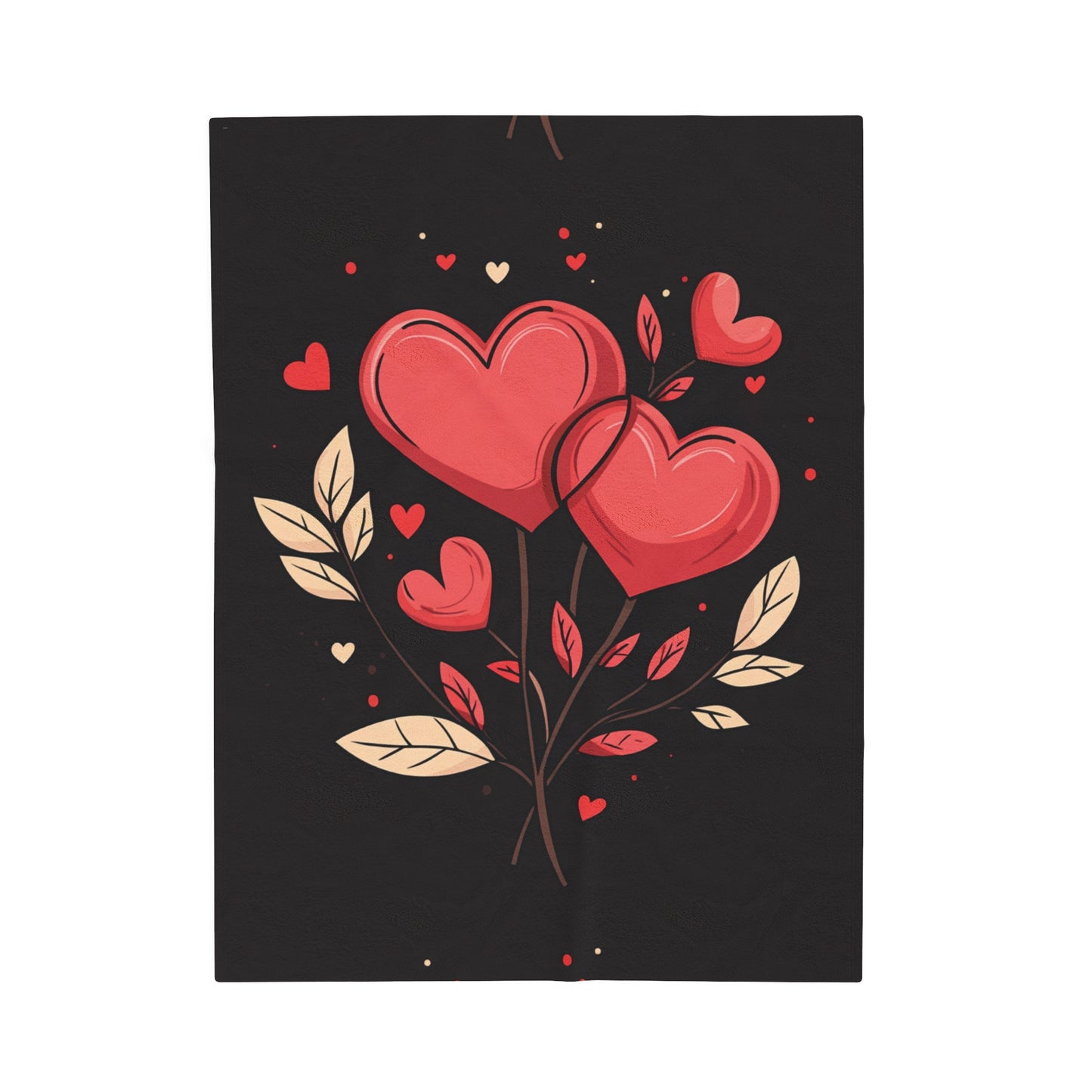 Heart Flowers - Velveteen Plush Blanket