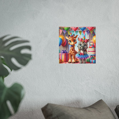 Whimsical Animal Party Poste Print - Fun for Kids' Celebrations