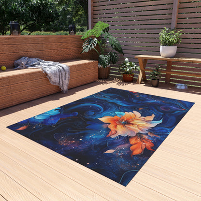 Vibrant Floral Outdoor Rug – Elegant Garden Decor for Patios and Decks