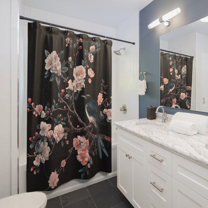Elegant Floral Bird Shower Curtain - Bohemian Decor for Bathrooms