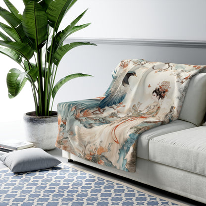 Elegant Floral Sherpa Fleece Blanket - Cozy Spring Decor for Home & Gifts