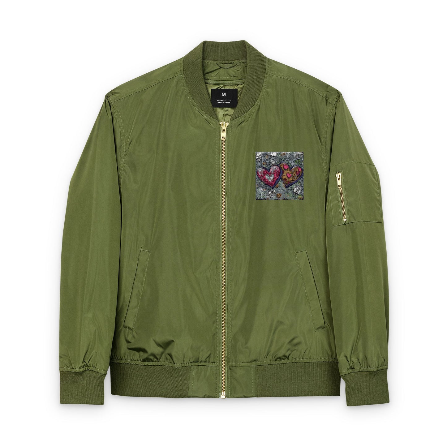 Embroidered Recycled Bomber Jacket - Eco-Friendly Love Design