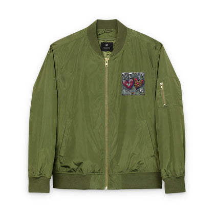 Embroidered Recycled Bomber Jacket - Eco-Friendly Love Design
