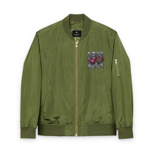 Embroidered Recycled Bomber Jacket - Eco-Friendly Love Design