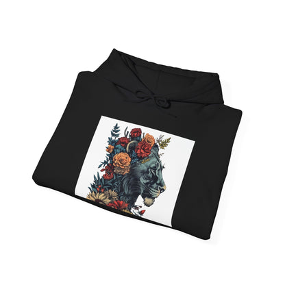Lion with Floral Head Dress - Unisex Heavy Blend™ Hooded Sweatshirt
