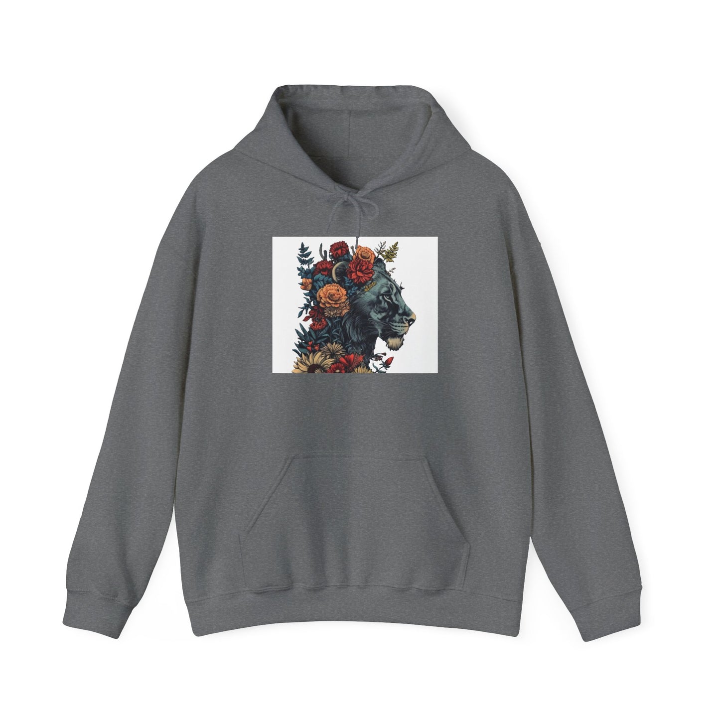 Lion with Floral Head Dress - Unisex Heavy Blend™ Hooded Sweatshirt