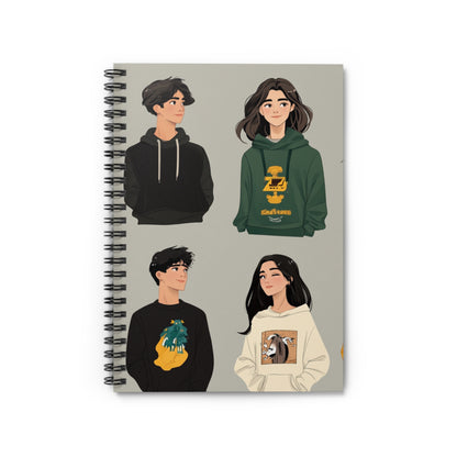 Trendy Spiral Notebook - Ruled Lines with Artistic Character Designs