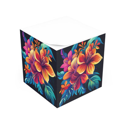 Tropical Floral Note Cube - Vibrant Sticky Note Organizer for Home or Office