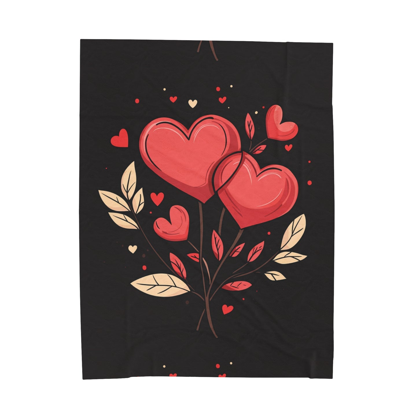 Heart Flowers - Velveteen Plush Blanket