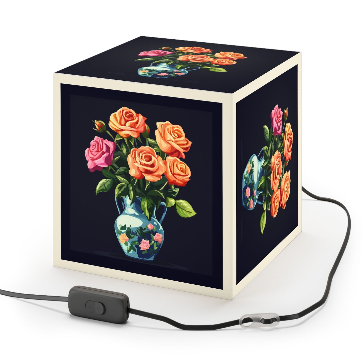 Elegant Floral Light Cube Lamp - Charming Home Decor