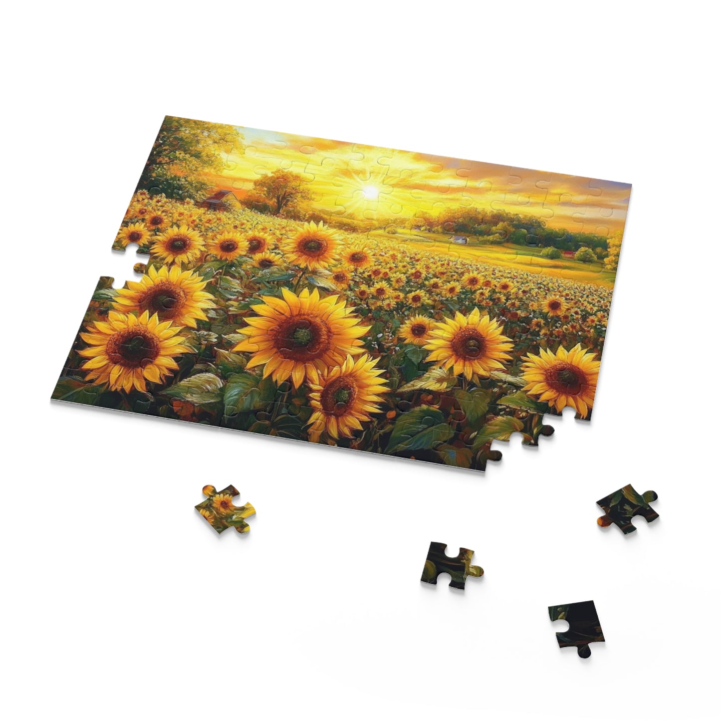 Sunflower Fields Puzzle - 120, 252, 500-Piece Scenic Jigsaw for Nature Lovers