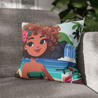 Tropical Vibe Pillowcase, Cute Decorative Pillow Cover for Beach Lovers, Summer Home Decor, Gift for Her, Fun Couch Accent