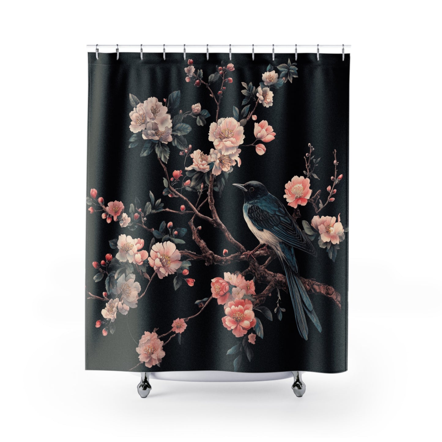 Elegant Floral Bird Shower Curtain - Bohemian Decor for Bathrooms