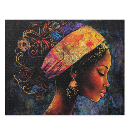 Artistic 500-Piece Puzzle - Beautiful Profile Design with Colorful Headwrap