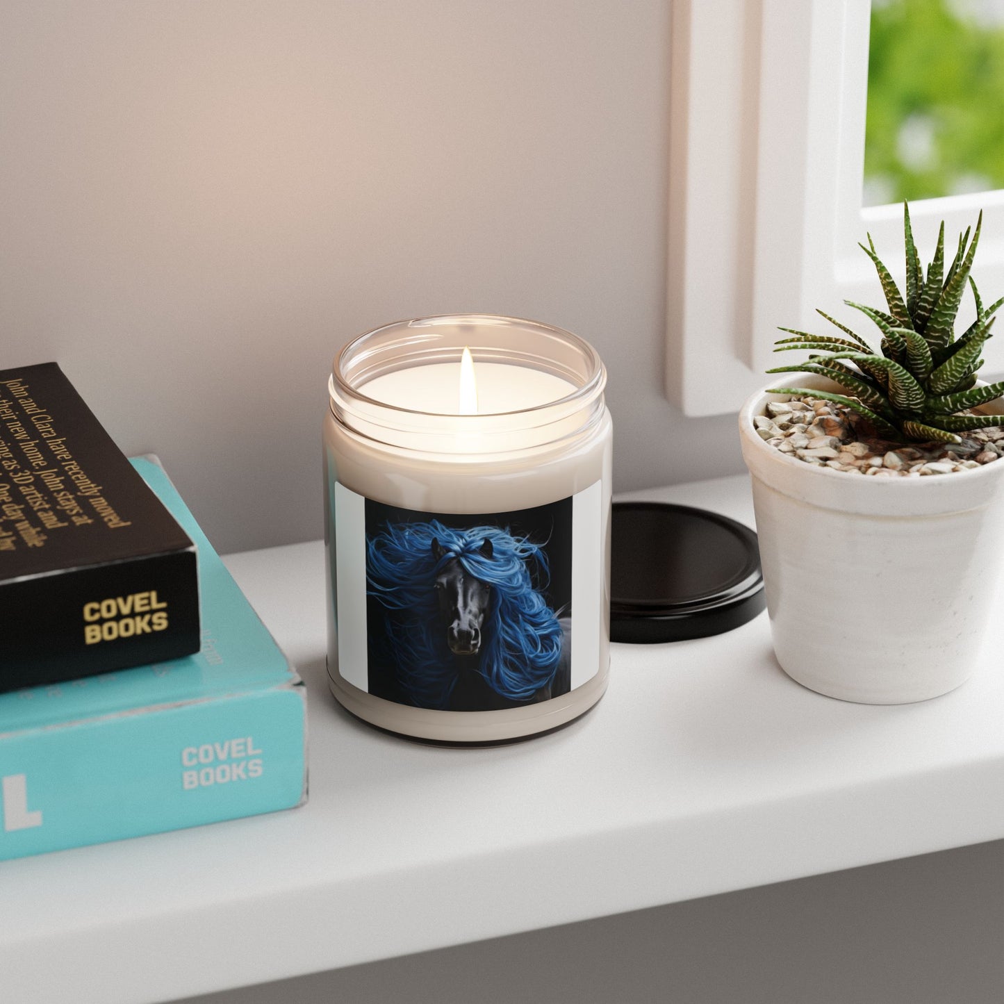 Blue Horse w/Blue Silky Hair Scented Soy Candle, 9oz