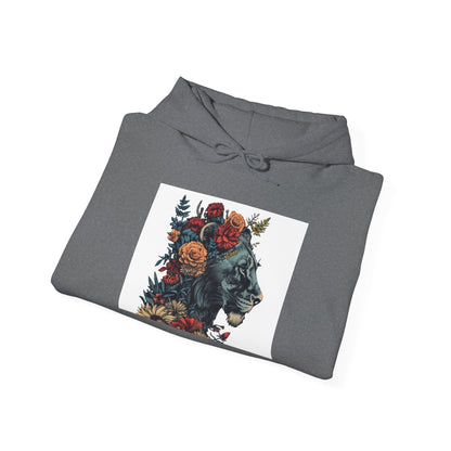 Lion with Floral Head Dress - Unisex Heavy Blend™ Hooded Sweatshirt