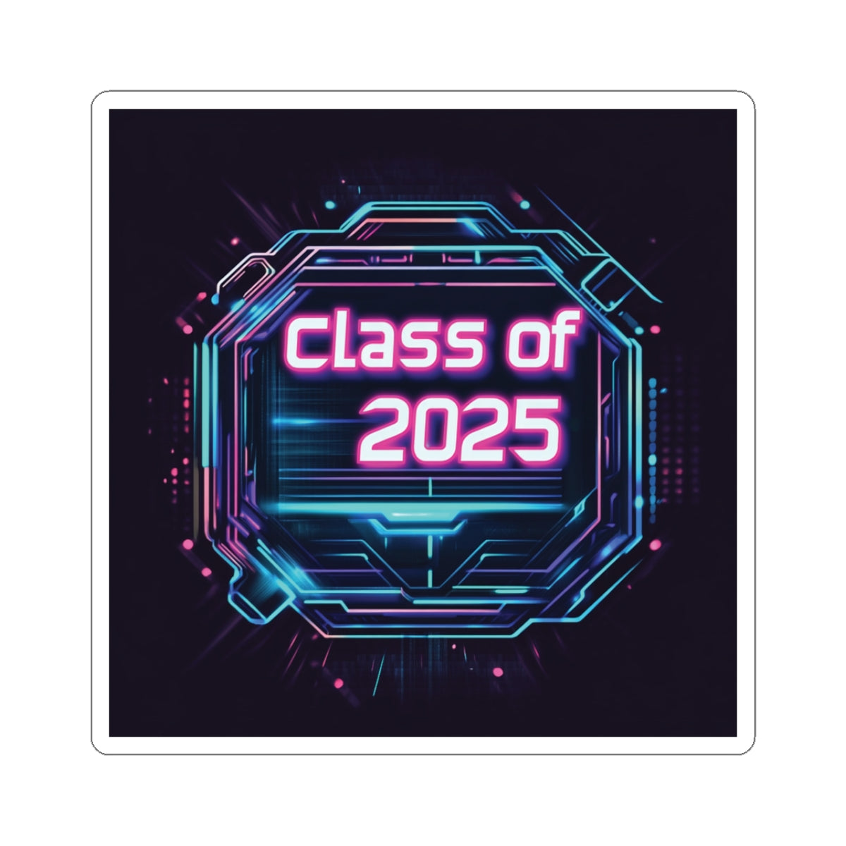Class of 2025 Tech-Inspired Kiss-Cut Stickers for Graduates