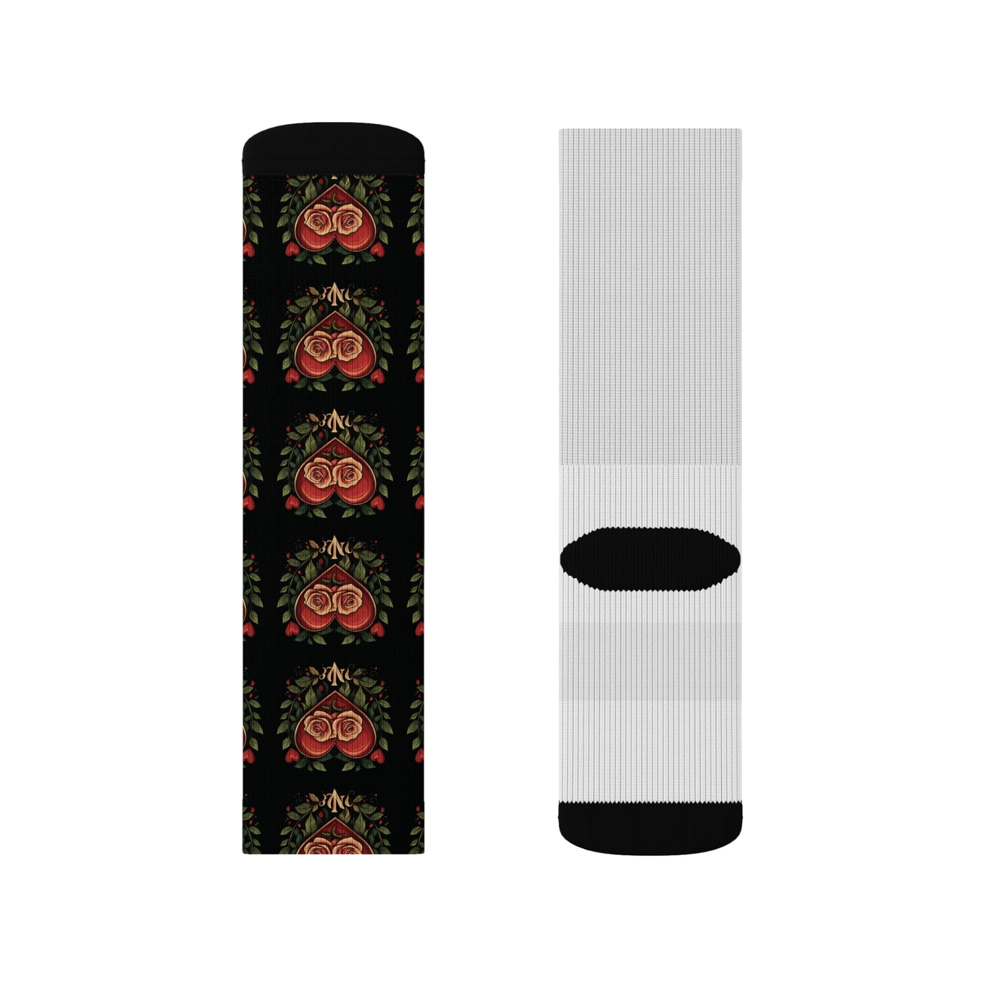 Black & Red Hearts - Sublimation Socks