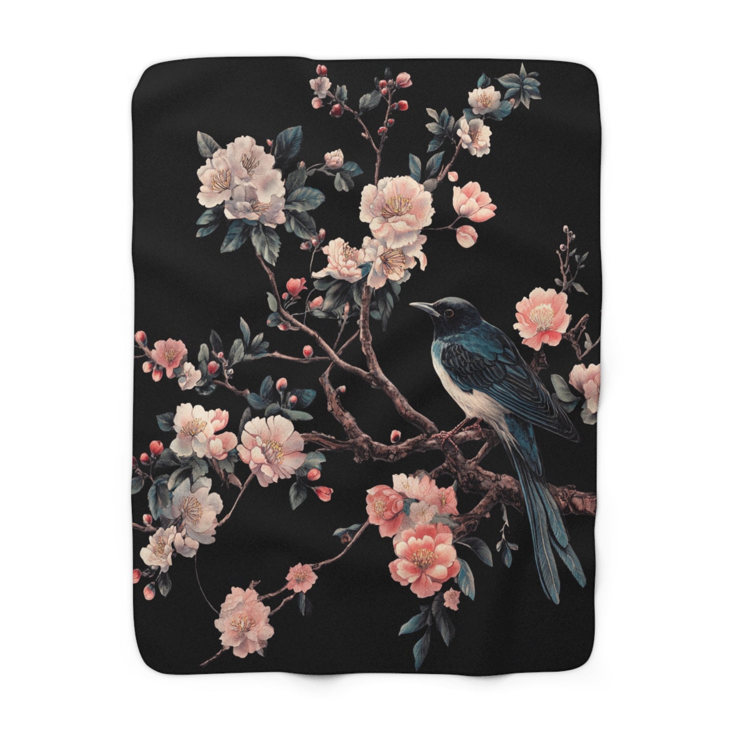 Elegant Floral Sherpa Fleece Blanket - Cozy Spring Decor for Home & Gifts