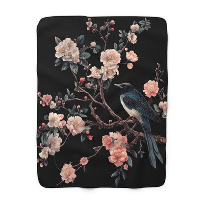 Elegant Floral Sherpa Fleece Blanket - Cozy Spring Decor for Home & Gifts