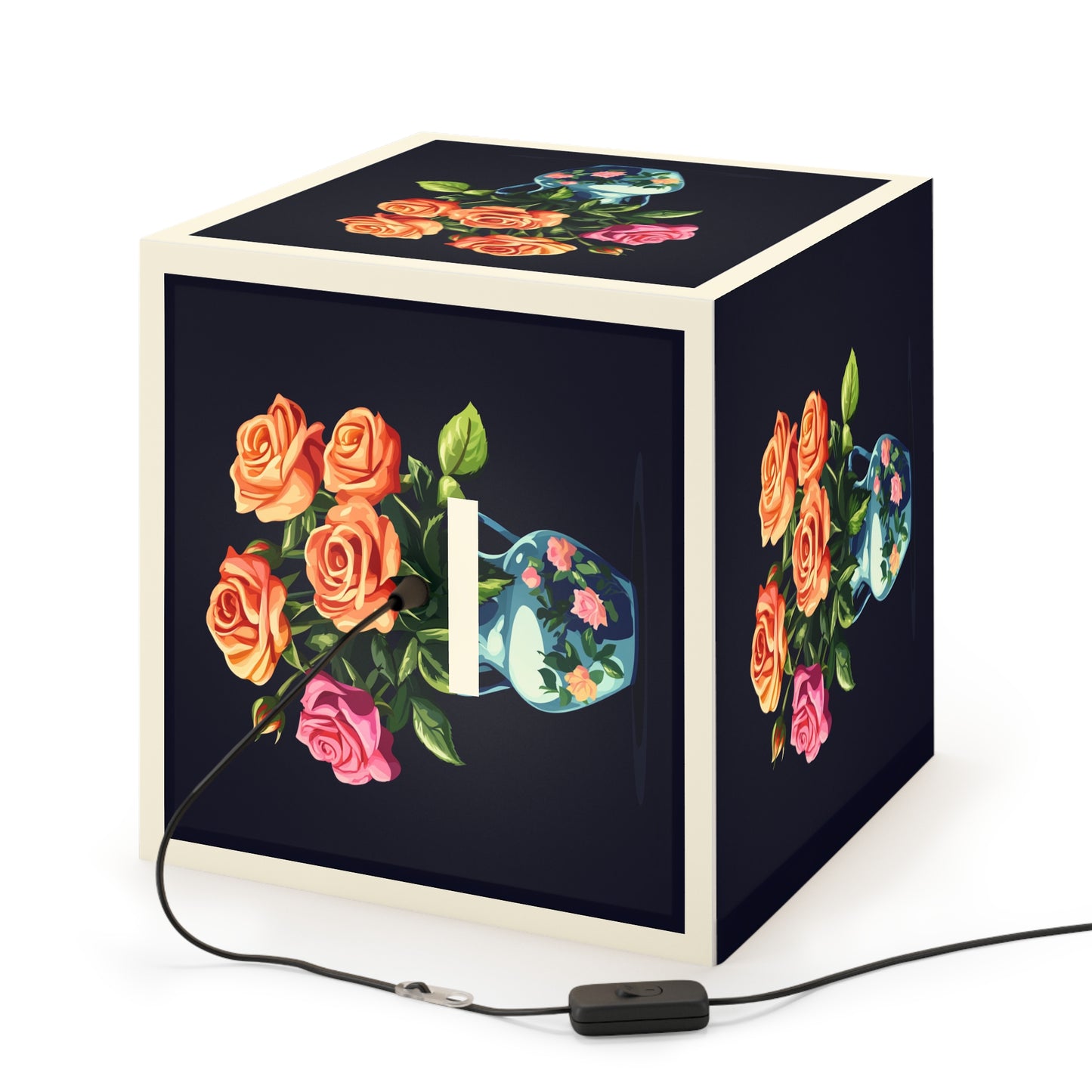 Elegant Floral Light Cube Lamp - Charming Home Decor