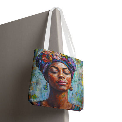 Vibrant Art Tote Bag with Floral Design