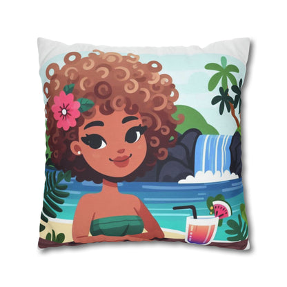 Tropical Vibe Pillowcase, Cute Decorative Pillow Cover for Beach Lovers, Summer Home Decor, Gift for Her, Fun Couch Accent