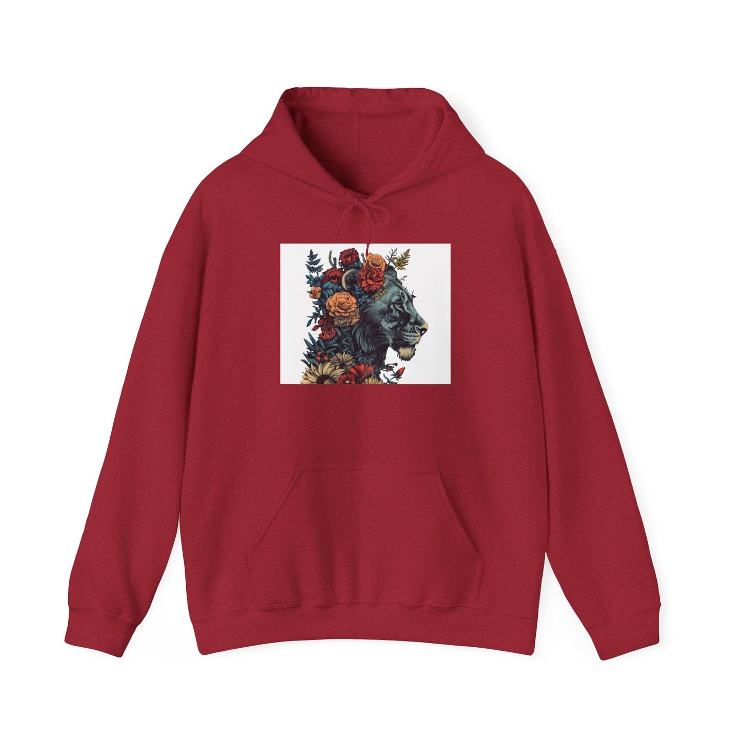 Lion with Floral Head Dress - Unisex Heavy Blend™ Hooded Sweatshirt