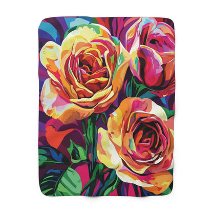 Vibrant Flowers Sherpa Fleece Blanket