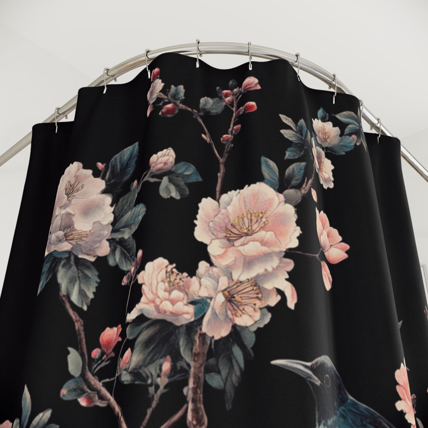 Elegant Floral Bird Shower Curtain - Bohemian Decor for Bathrooms